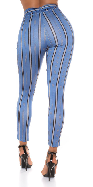 Sexy hoge taille broek met riem blauw